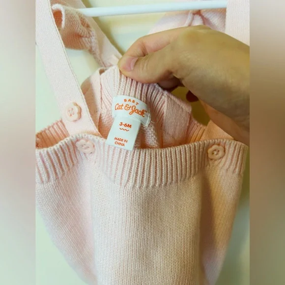 Cat & Jack Pink Ruffle Knit Romper - Picture 3 of 3